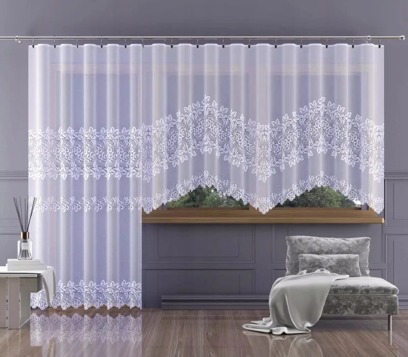 Jacquard függöny fehér elegáns méteráru 160 cm Mansa 624832