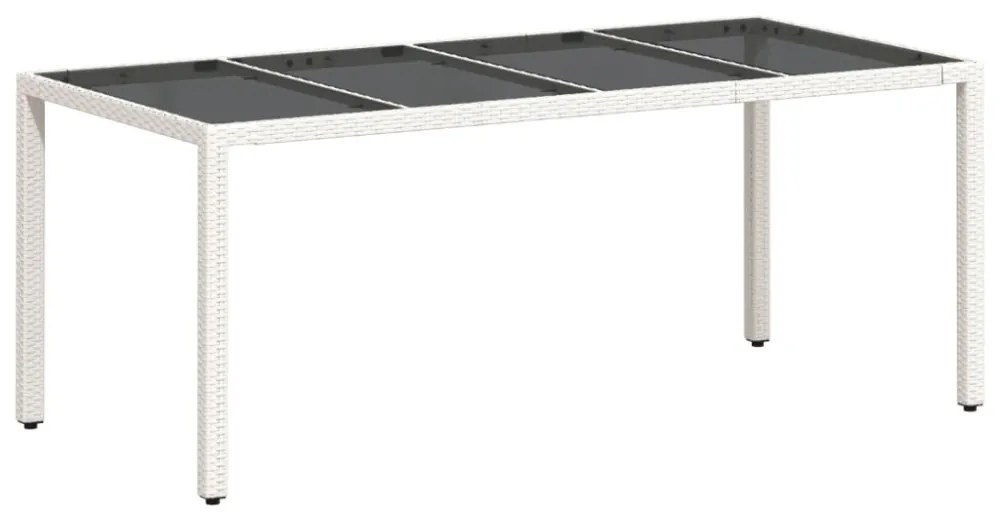 fehér polyrattan üveglapos kerti asztal 190 x 90 x 75 cm
