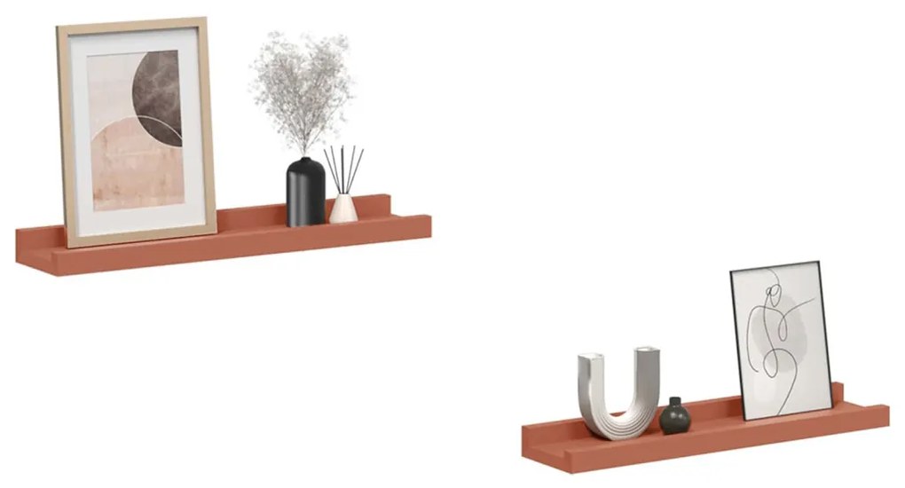 Falpolc polcokkal tárolóval 2 pcs Piros 40 x 9 x 3 cm Faanyag