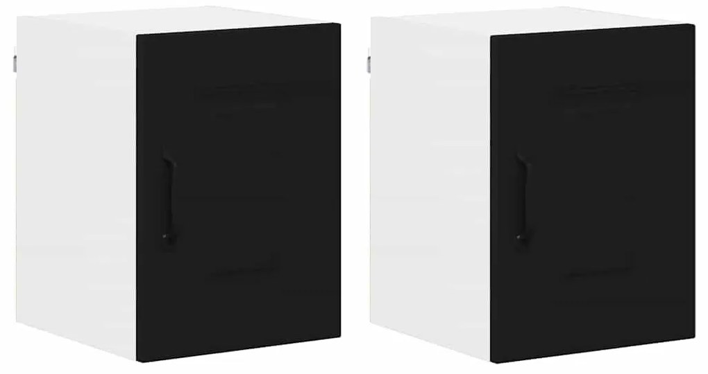 Fali konyhaszekrény 2 pcs Fekete 30 x 31 x 40 cm Faanyag
