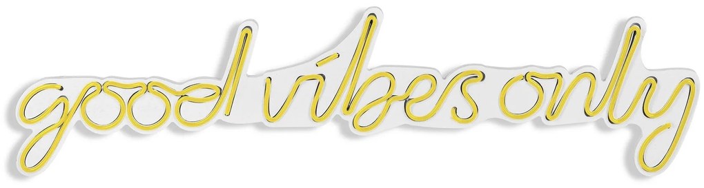 Műanyag LED-es fali dekoráció, Good Vibes Only - Sárga