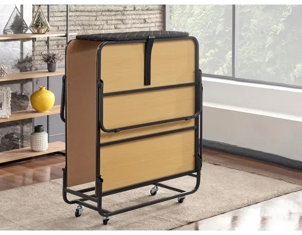 Összecsukható fém egyszemélyes ágy matraccal HERON 90x204 cm fehér