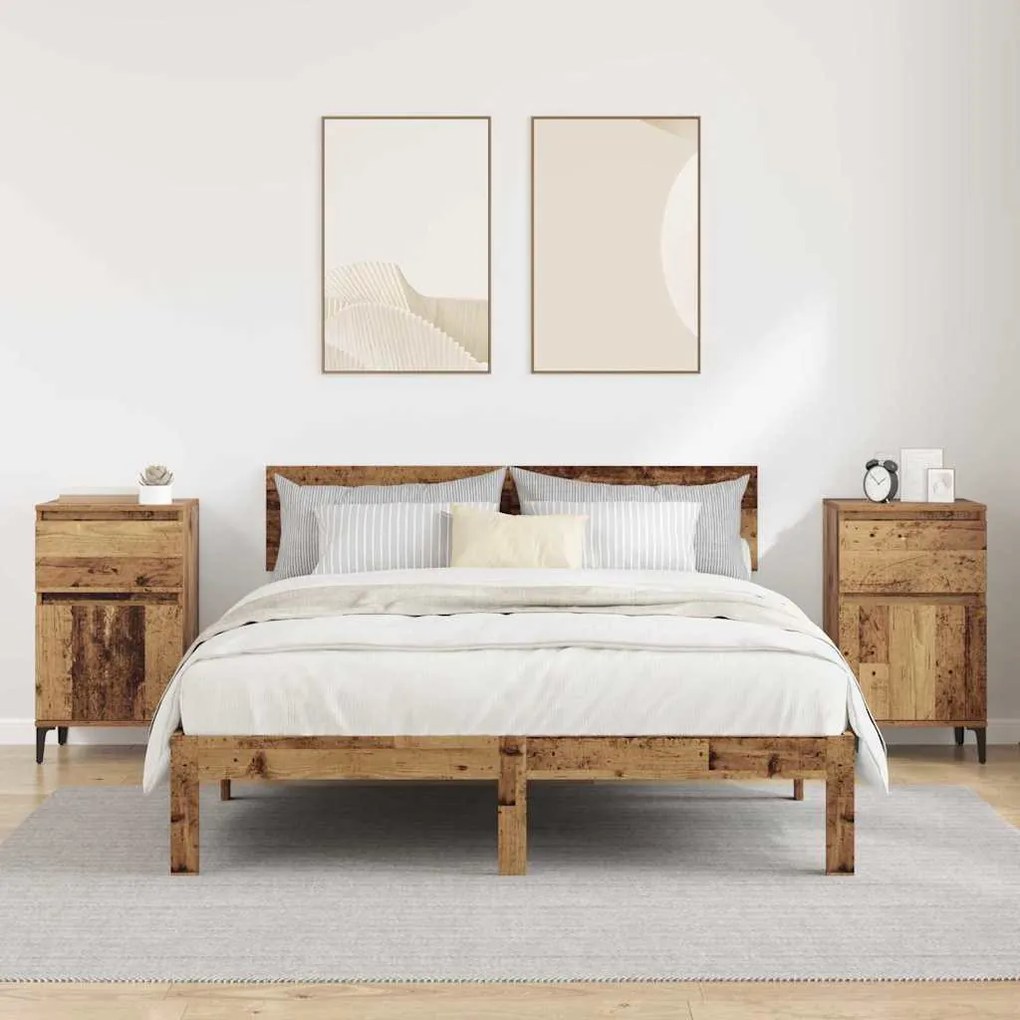 Éjjeliszekrény fiókkal 2 pcs Régi fa 40 x 35 x 70 cm Faanyag
