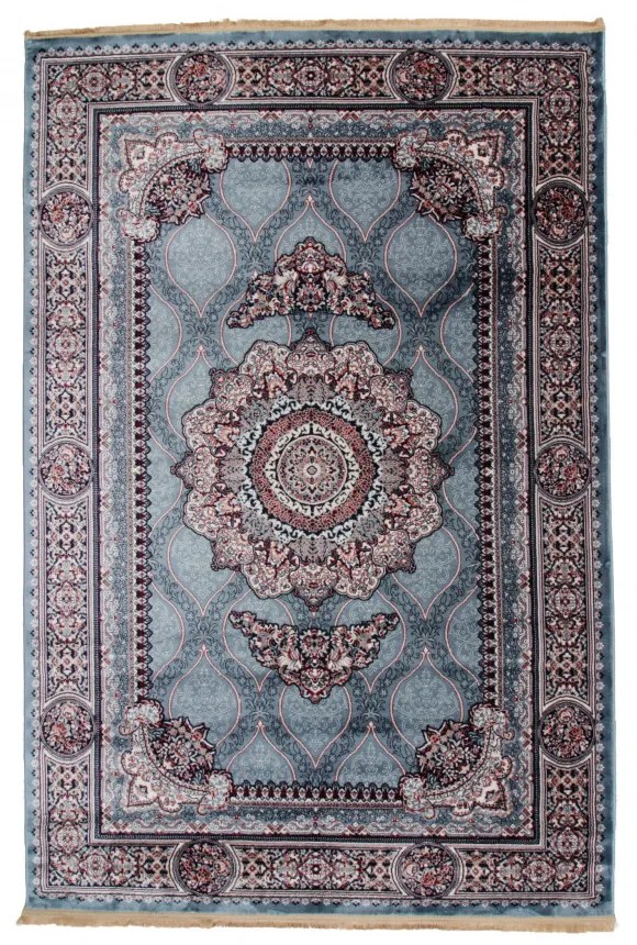 Gépi perzsa szőnyeg türkiz kék Tabriz 200x300 klasszikus nappali szőnyeg