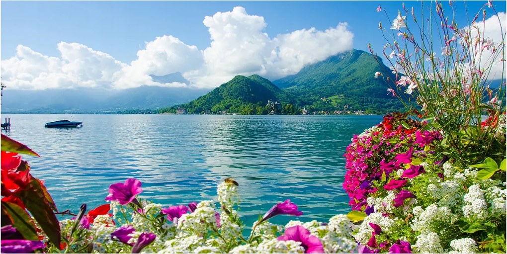 Lacobel Panel Virágok a tóparton 140x70 cm Ragasztó