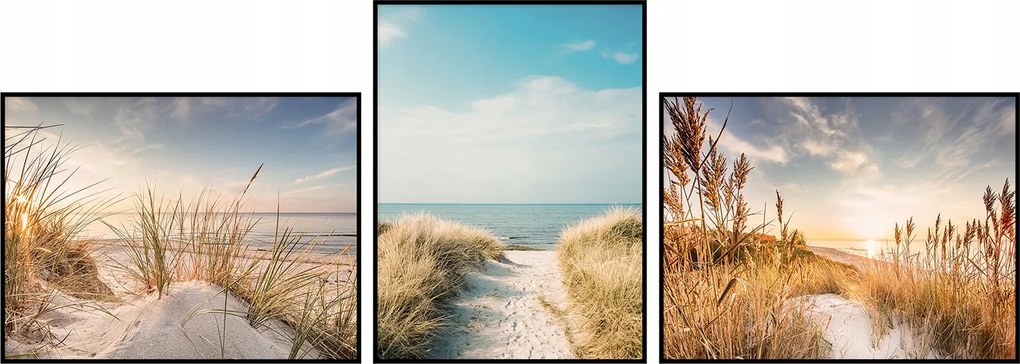 Poszter triptichon 50x70 tengerpart dűnék homok fű