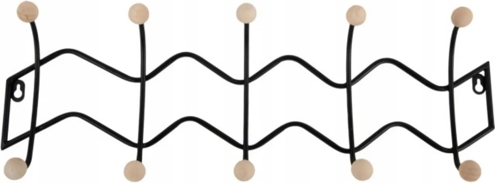 Fali akasztó fekete fém fali ruhaakasztó előszobába Zig Zag