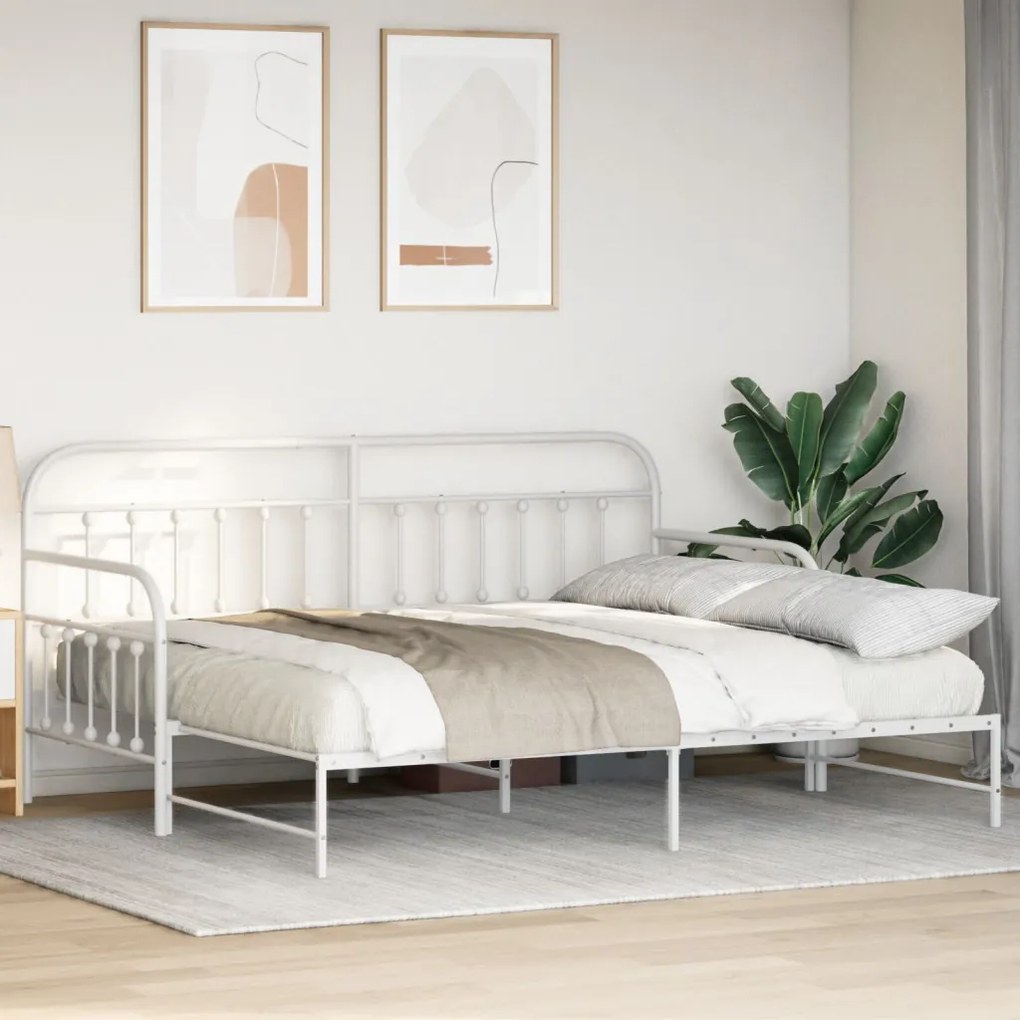 Nappali Keret Kihúzható Funkcióval Fehér 100x190 cm Acél