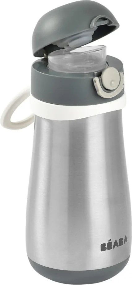 Béaba Rozsdamentes Acél Palack + Fogantyú - 350 ml - Sötétszürke -