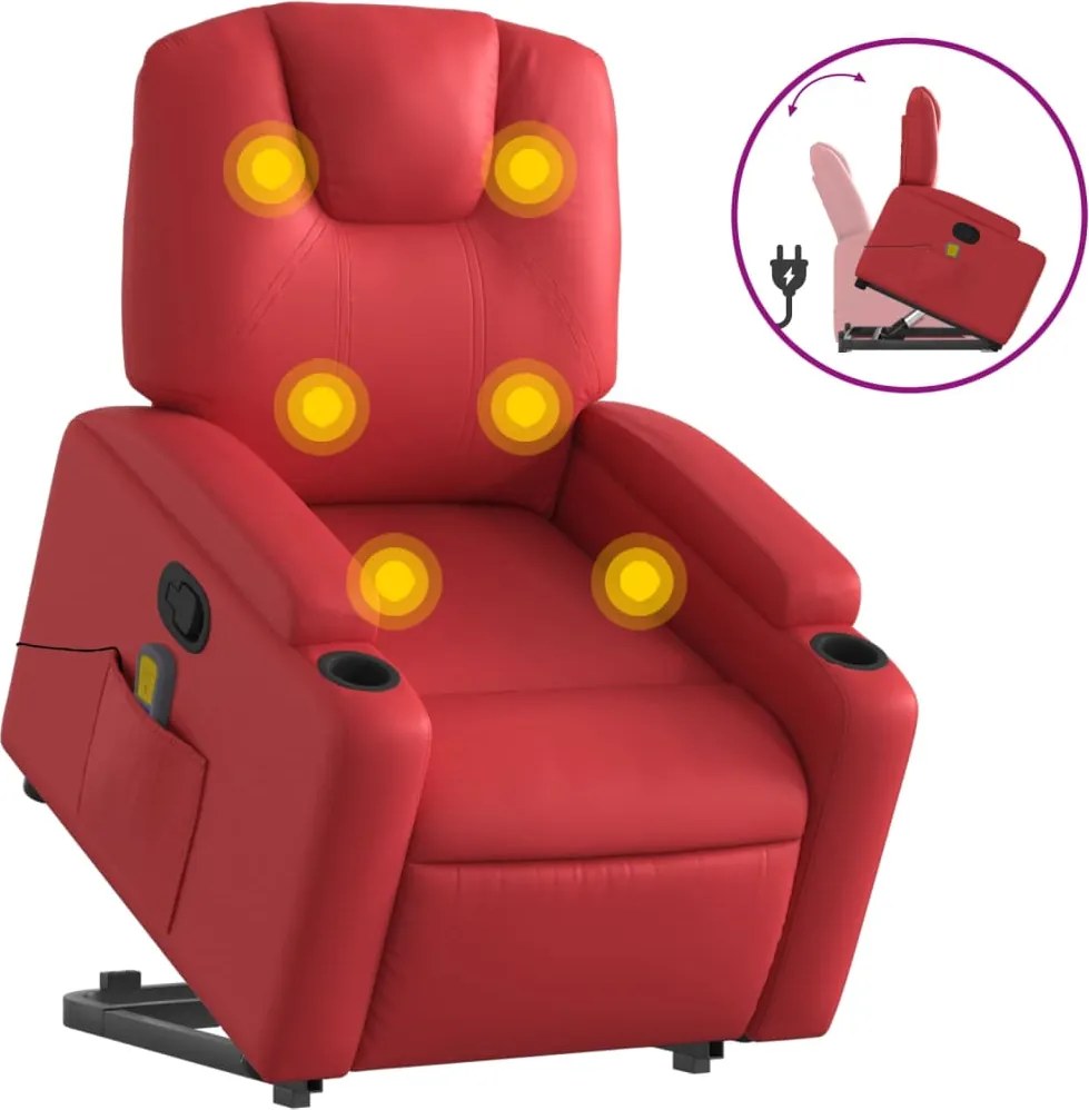 vidaXL piros műbőr dönthető masszázs- és állófotel
