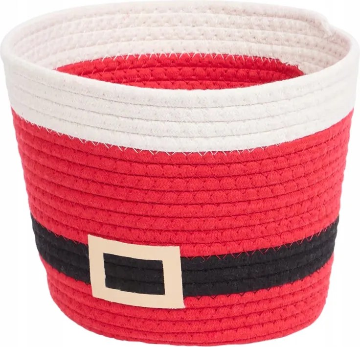 Karácsonyi fonott kosár Filc Ø 26 x 19 cm Piros-Fehér csíkos