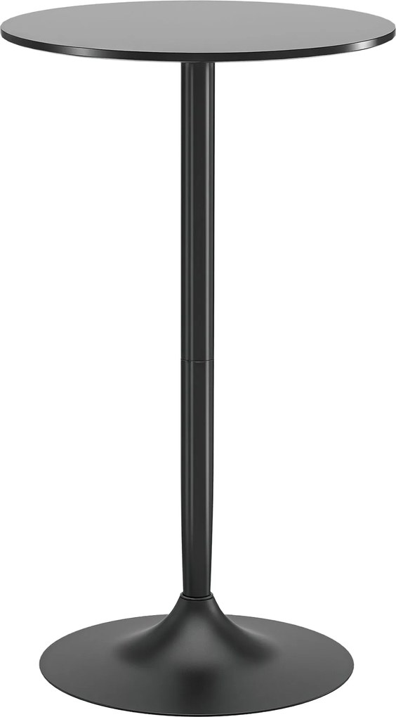 HOMCOM Bárasztal Bistro Asztal Ø60 x 102 cm Kerek Party Asztal Pult Asztal Nappaliba, Étkezőbe, Acél, Fekete | Aosom