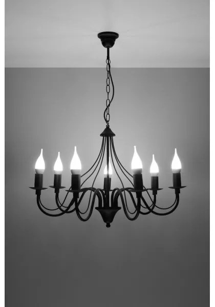 Csillár láncon MINERWA 7 7xE14/40W/230V fekete