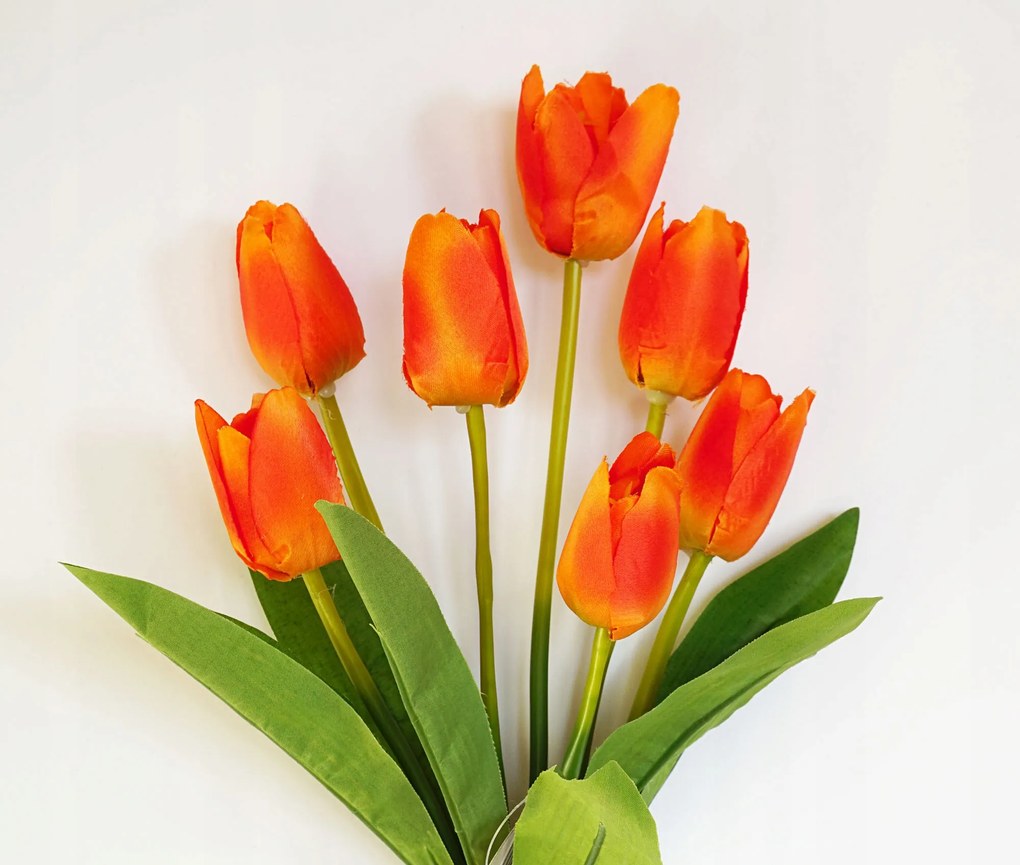 Csokor Tulipán Mesterséges Virágok Narancssárga Virágok Tulipán Virág Mesterséges