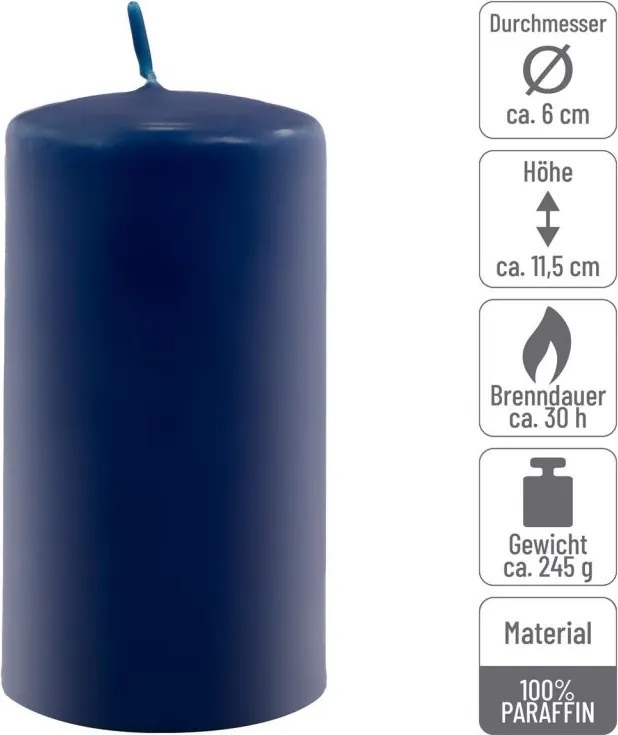 Gyertya készlet 11,5 cm Ø 6 cm  6 db kék