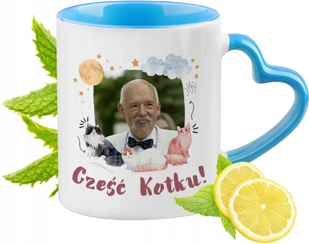 Janusz Corwin-Mikke Kék Bögre Szív Alakú Füllel Ajándék