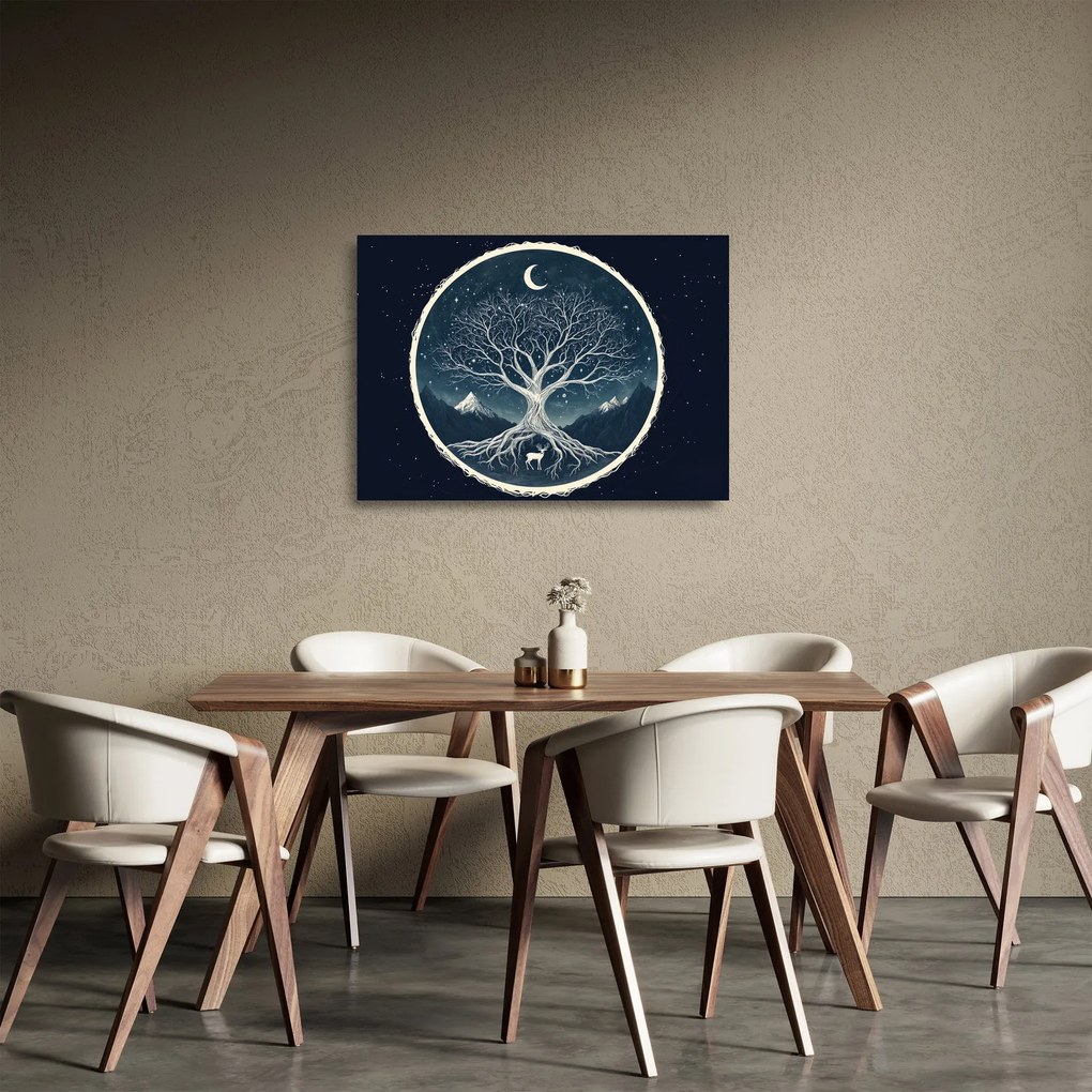 Üveg kép – Mágikus fa szarvassal II. (70x50 cm)