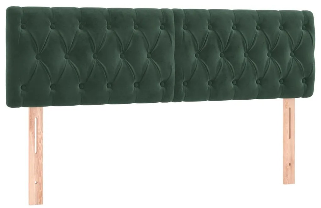 2 db sötétzöld bársony fejtámla 72 x 7 x 78/88 cm