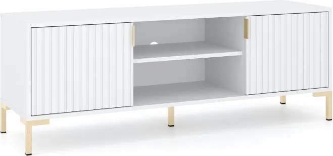 FLINN FL02 TV-állvány 2 ajtóval, fehér/matt fehér 5W+