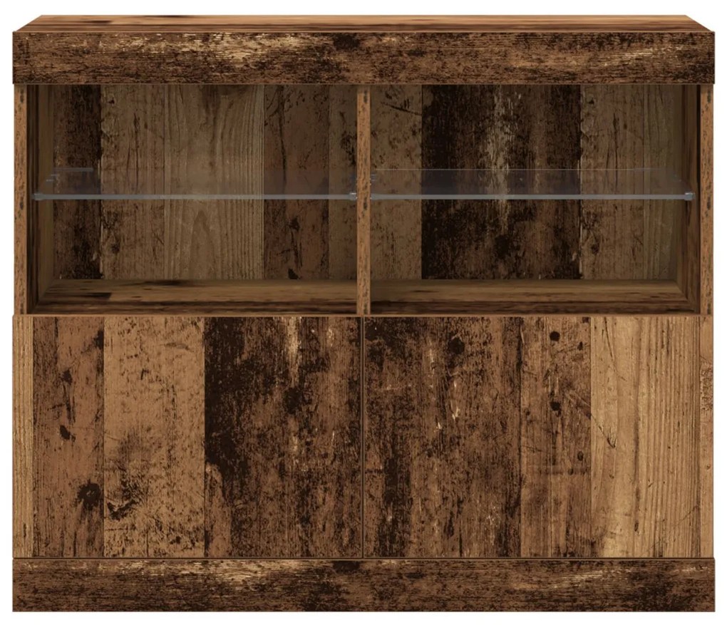 Oldalfal LED világítással Régi Fa 81x37x67 cm