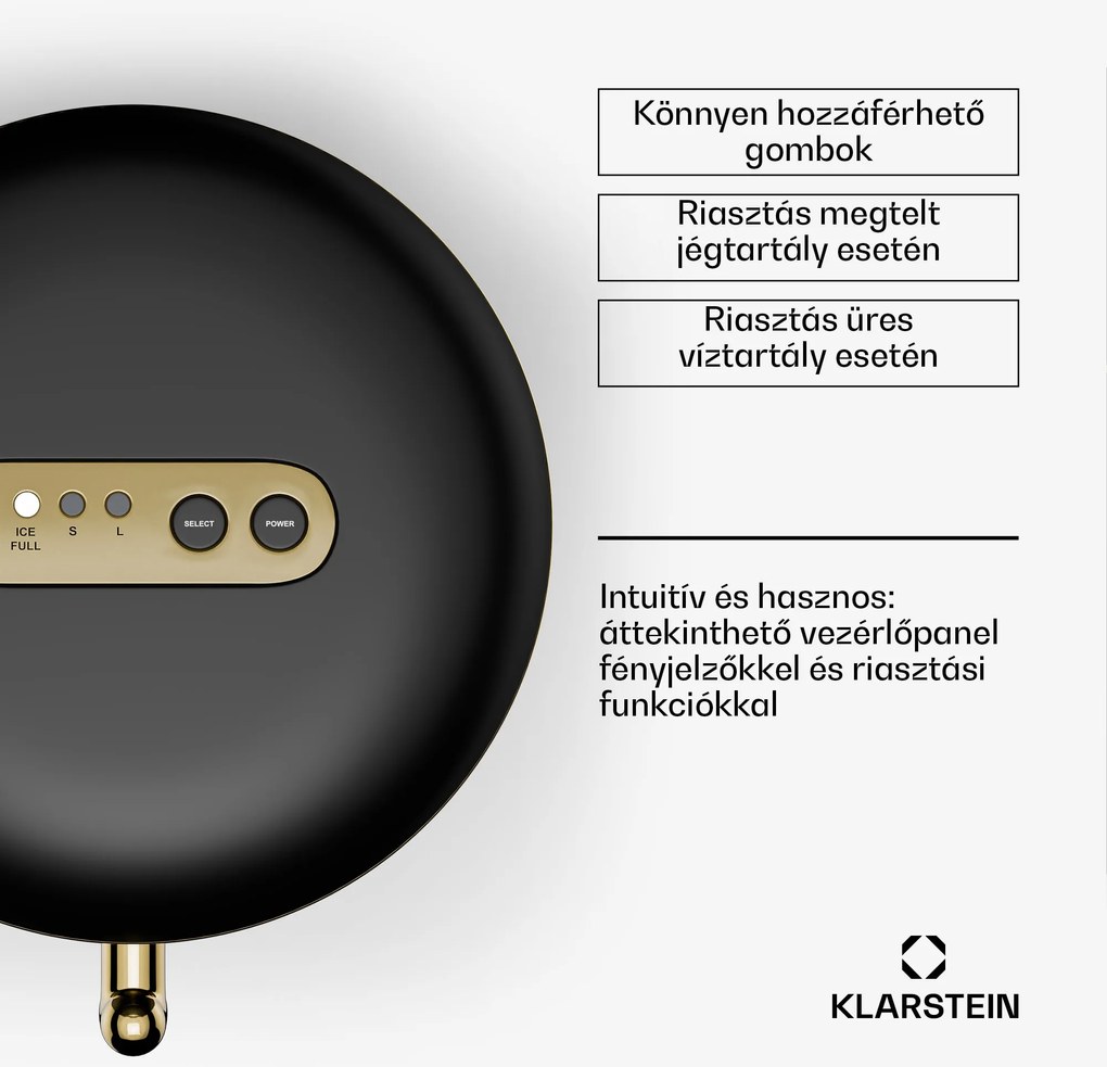 Klarstein Passau, jégkocka készítő, 2 méret, 15 kg /24 h, Auto-Clean