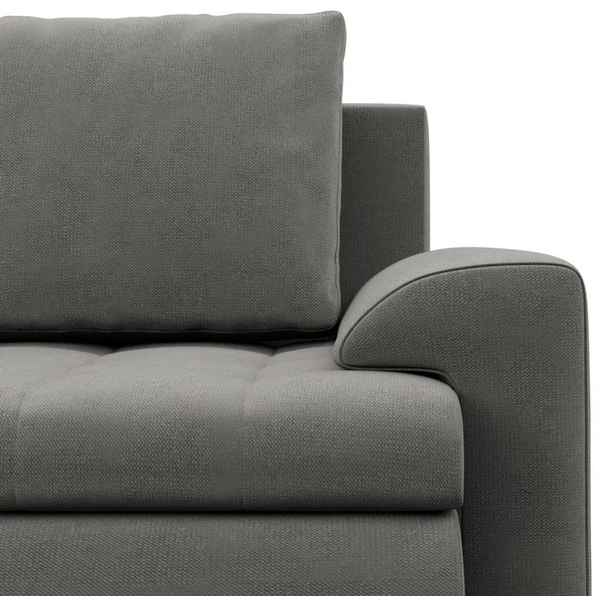 Tokio U alakú sarokkanapé, 3 ágyneműtartóval, bársony, univerzális oldal, világosszürke