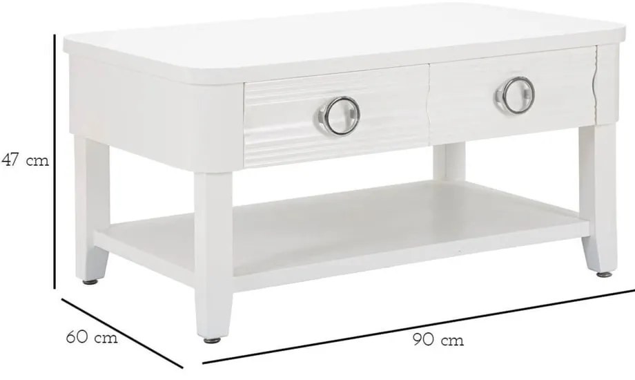 Fehér jegenyefenyő dohányzóasztal 60x90 cm Shine – Mauro Ferretti