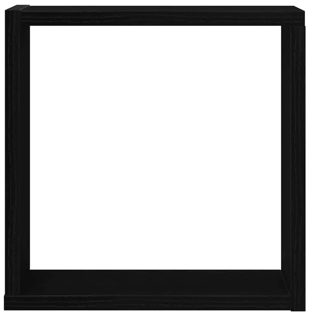 4 db fekete tölgyszínű szerelt fa fali kockapolc 30x15x30 cm