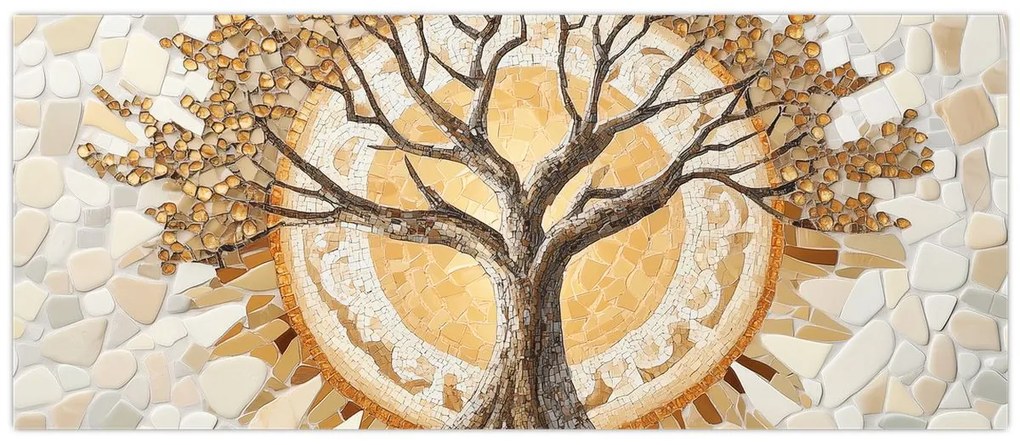 Kép – Arany életfa mozaikban (120x50 cm)