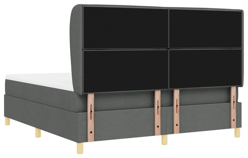 Boxspring Ágy Matraccal Sötétszürke, 180x200 cm Szövet
