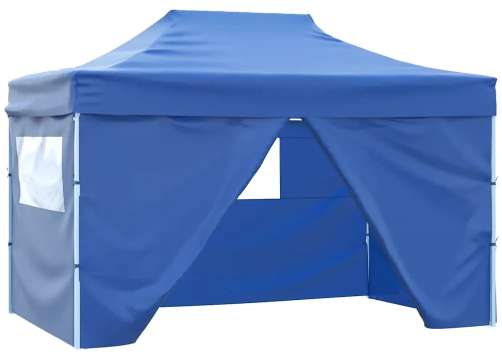 vidaXL kék acél összecsukható rendezvénysátor 4 oldalfallal 3 x 4 m