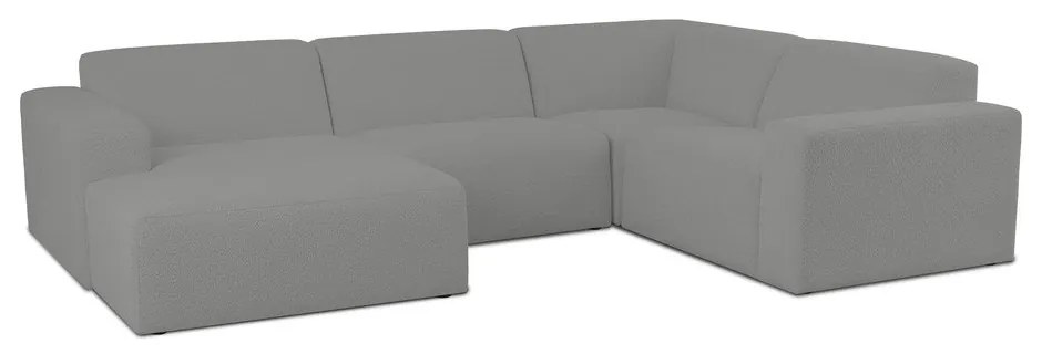 Szürke buklé sarokkanapé (U alakú) Roxy – Scandic