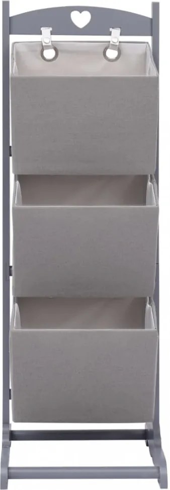 3 szintes sötétszürke fa kosárállvány 35 x 35 x 102 cm