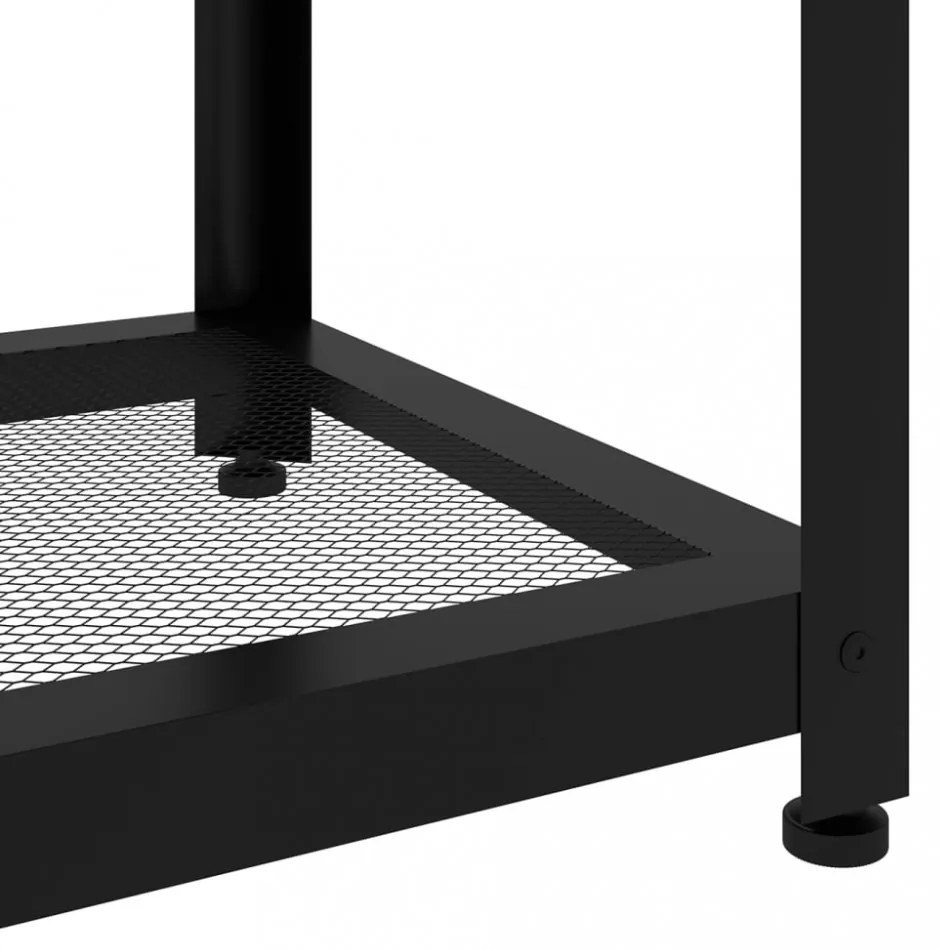 világosbarna és fekete MDF és vas dohányzóasztal 90x45x45 cm