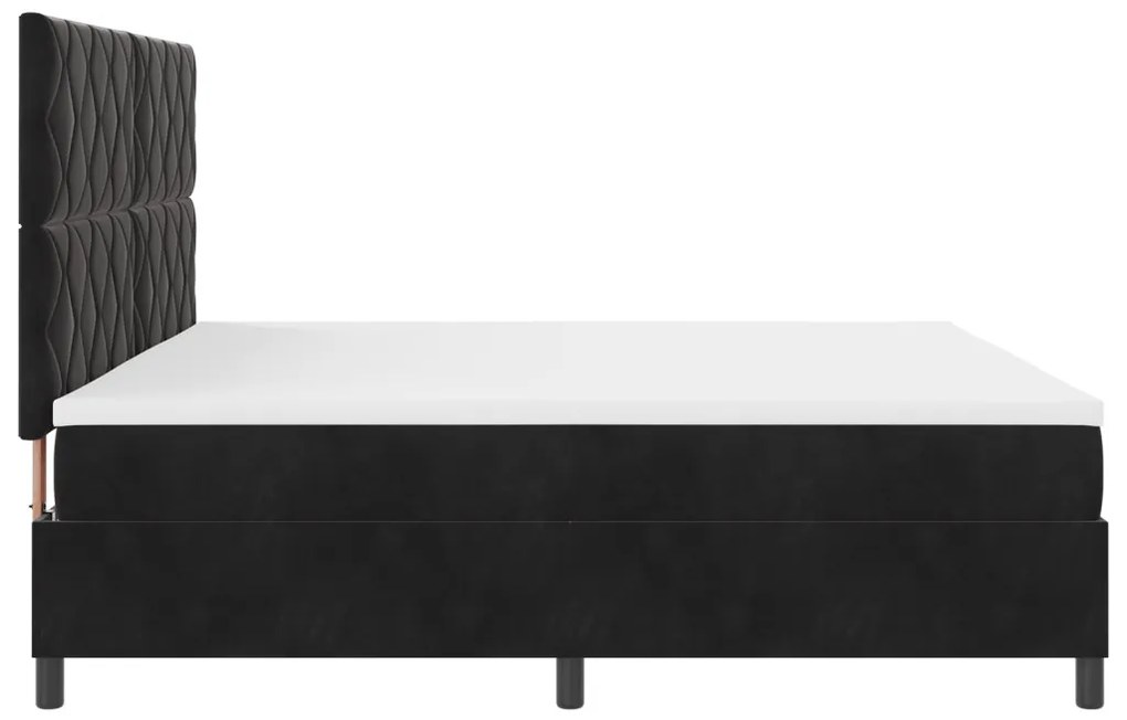 Box Spring ágy matraccal Fekete 200x200 cm Bársony