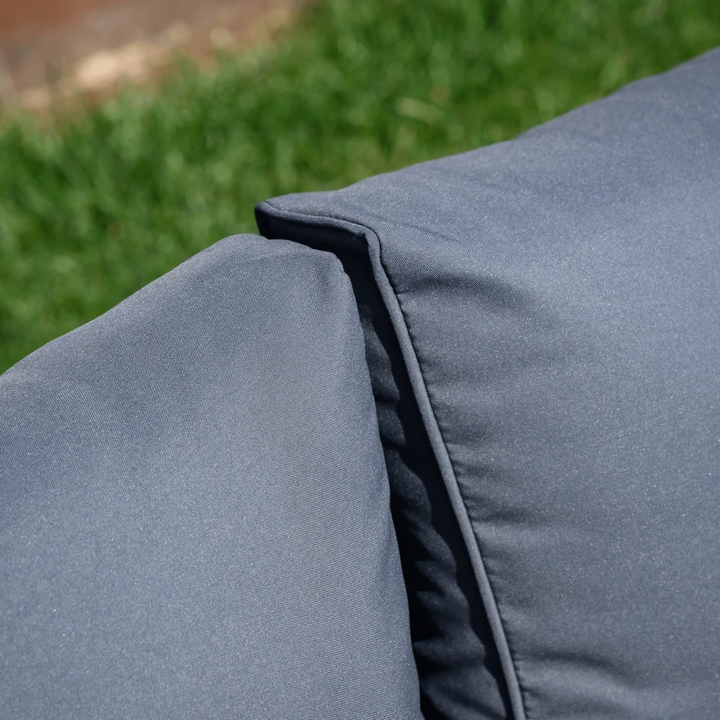 Kerti rattan szett, akácfa, fekete/szürke/természetes, MALKOM