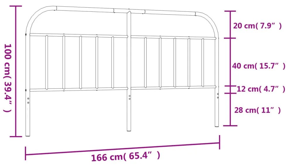 fekete fém fejtámla 160 cm