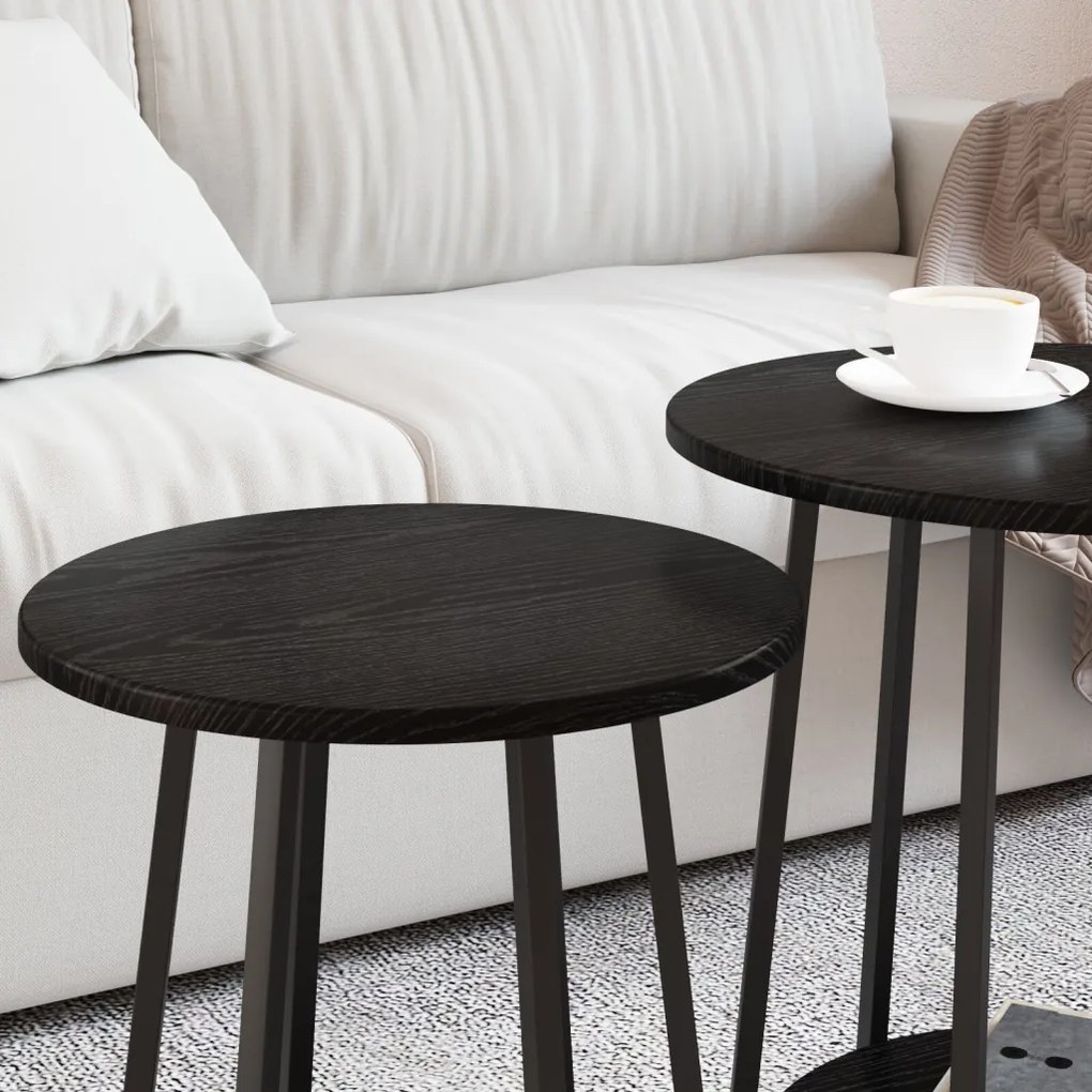 vidaXL Kisasztal készlet polcokkal 2 pcs Fekete tölgy