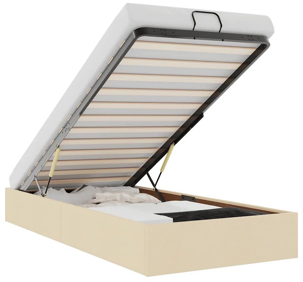 Ottomán ágykeret matrac nélkül krém 90x200 cm szövet