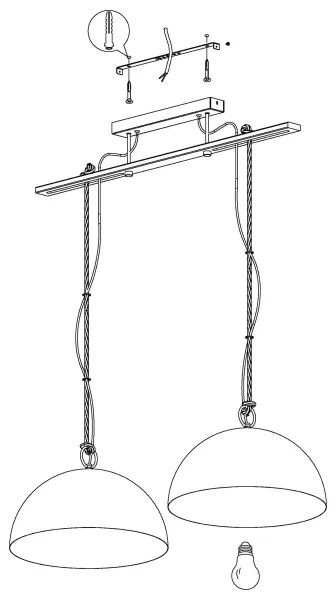 Eglo 43397 - HODSOLL kábeles csillár 2xE27/40W/230V