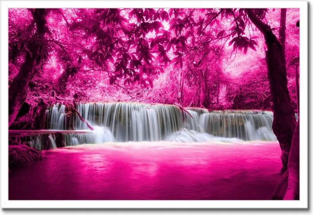 Poszter keretben 60x40 Rózsaszín vízesés Tájkép