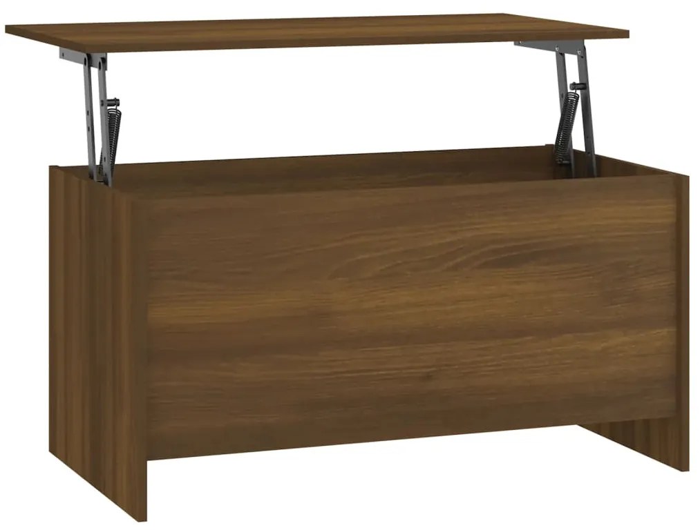 Barna tölgyszínű szerelt fa dohányzóasztal 102x55,5x52,5 cm