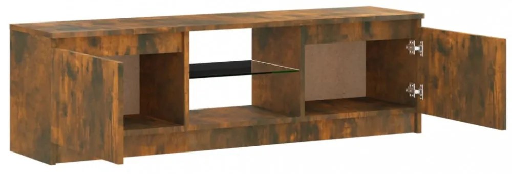 füstölt tölgy színű TV-szekrény LED lámpákkal 120x30x36 cm