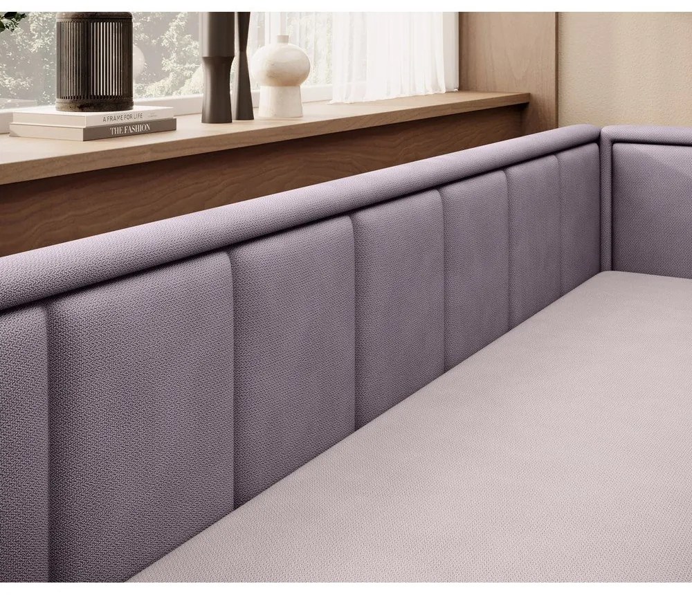 Rózsaszín zsenília kinyitható-tárolóhelyes kanapé 214 cm Fulgeo – ELTAP