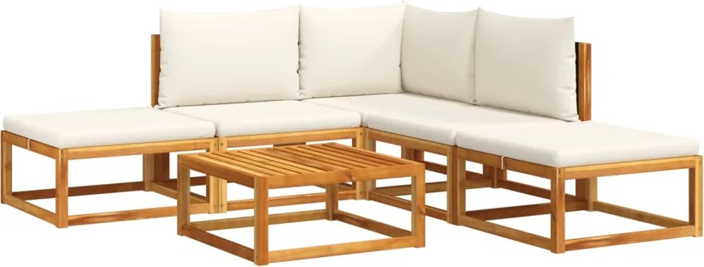 vidaXL 6 darabos akácfa és rattan kerti kanapégarnitúra párnákkal