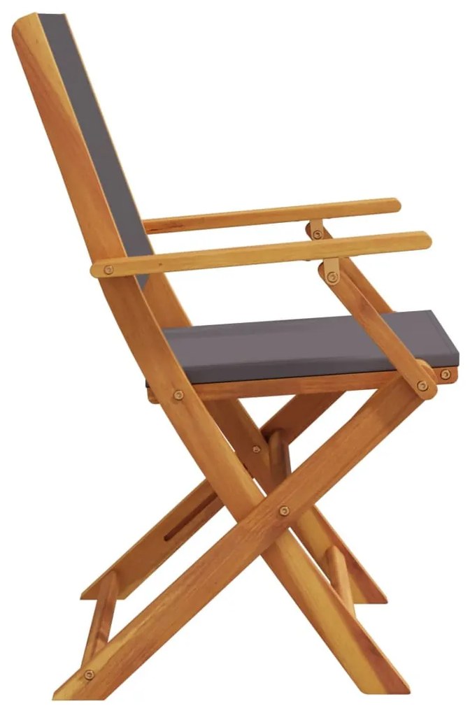 6 db antracitszürke szövet és tömör fa összecsukható kerti szék