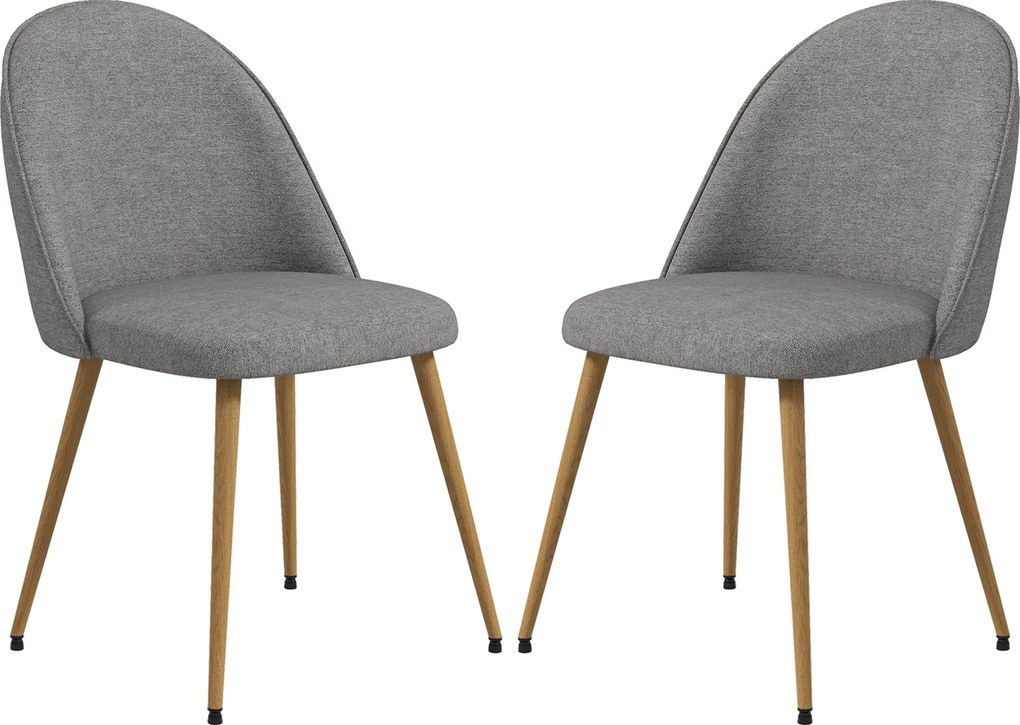HOMCOM 2 db kárpitozott étkezőszék, konyhai székek vászon anyaggal és acél lábakkal, modern stílus, 120 kg terhelhetőség, 50x52x83 cm, Szürke | Aosom