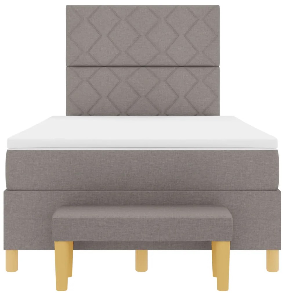 Box Spring ágy matraccal és padláccal taupe 120x190 cm szövet