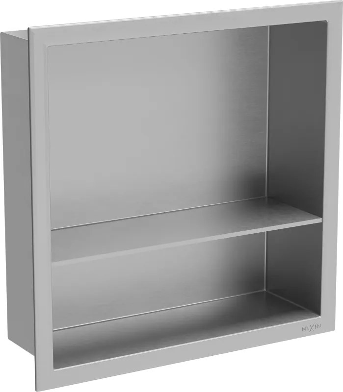 Mexen X-Wall-R fali beépített polc peremmel és polccal 30 x 30 cm, inox - 1910303010S