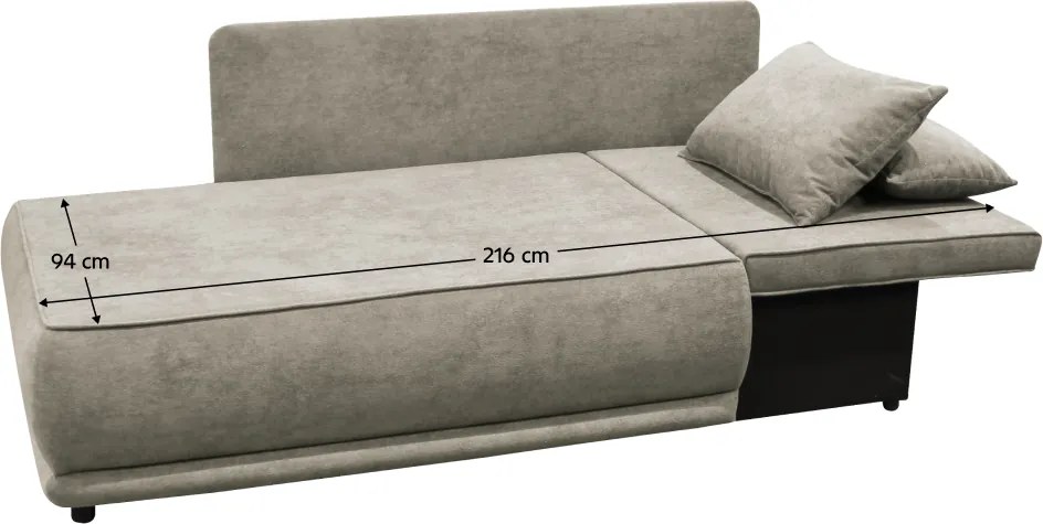 Kihúzható kanapé, bézsesszürke Taupe, jobbos, LIAMI